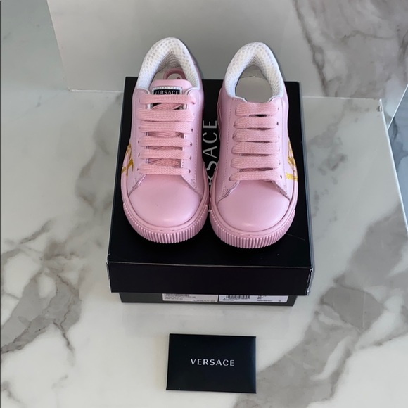 Versace Kids Pink Greca Sneakers - Picture 3 of 7
